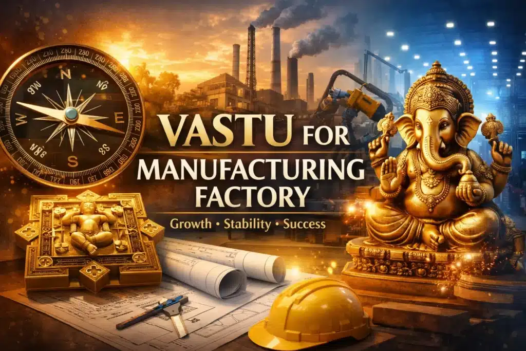 Learn how vastu for manufacturing factory improves productivity, stability, and profits with practical, non-demolition solutions by IP Vaastu.